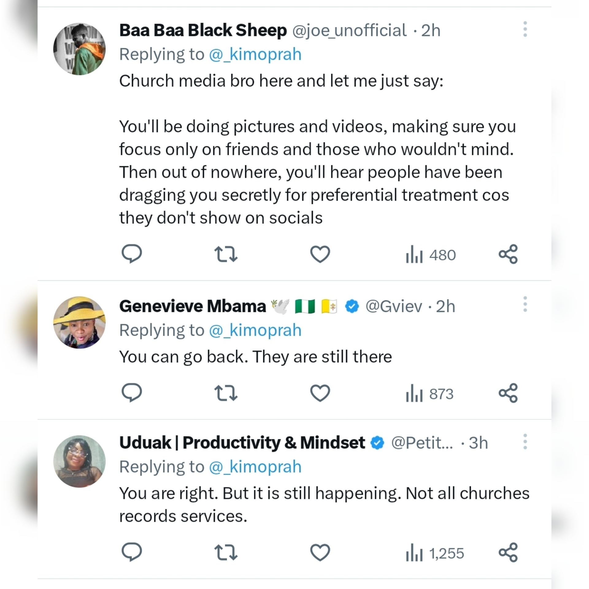 ?Now church is content!? - BBN Star KimOprah sparks debate over cameras invading vulnerable moments in church services